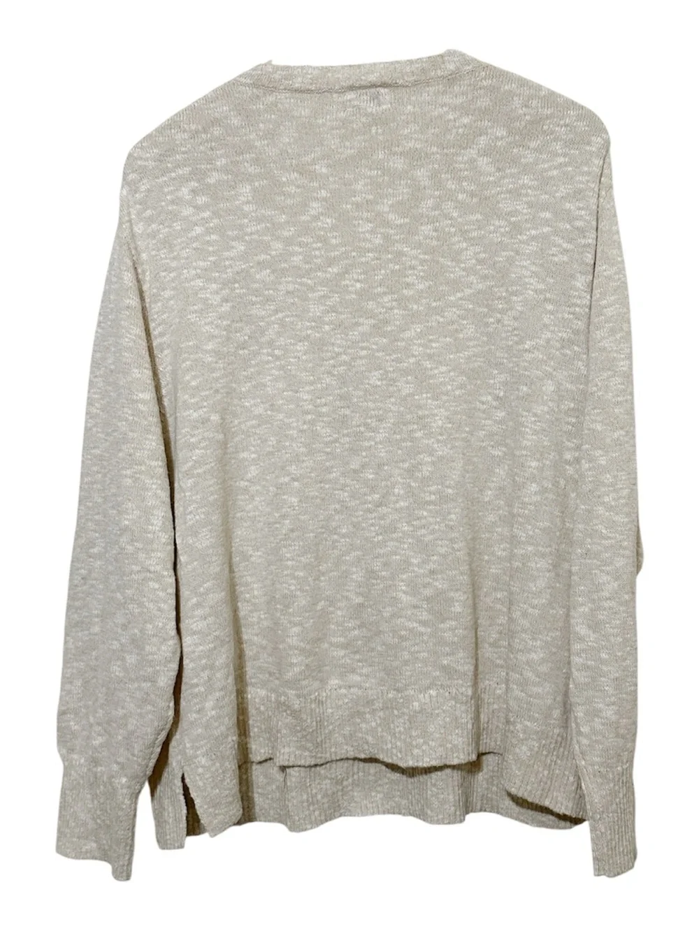 J.Crew Marled Crewneck Beach Sweater Beige Cotton Blend Lightweight Cozy XXL